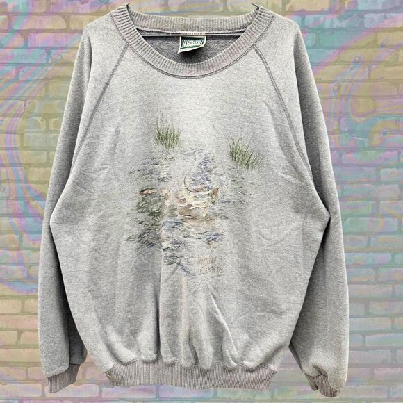 Vintage 90s Bass Fishing Northern Elements Sweatshirt Size XL 26" width - Picture 1 of 4